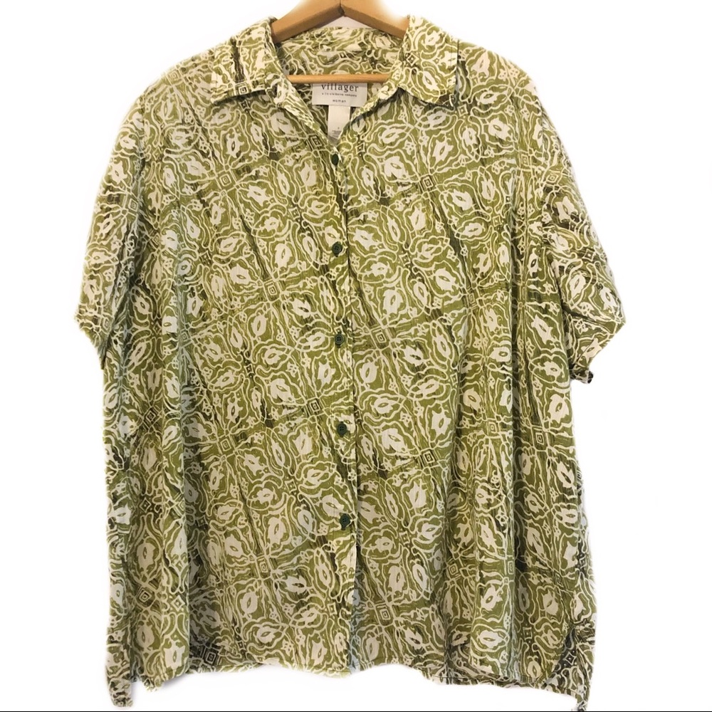 Villager Liz Claiborne Button Down Print Safari